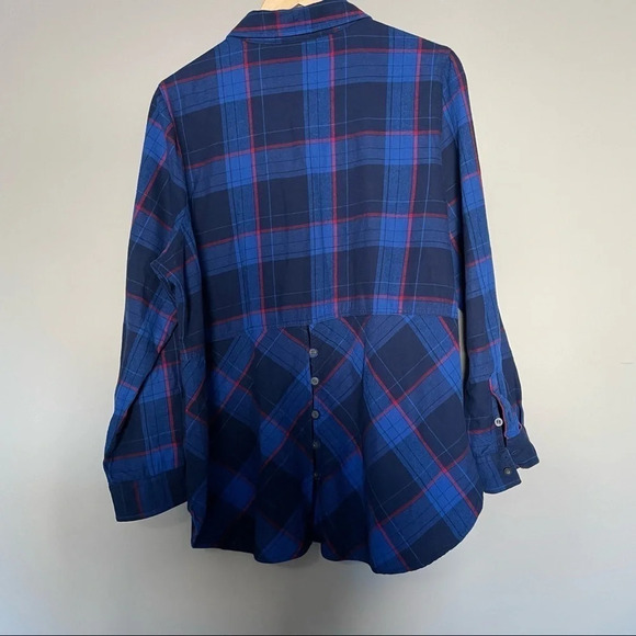 D/C Jean  Blue Red Plaid Long Sleeve Shirt Sz 1X - Picture 11 of 13